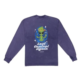 2ND CLOSET "LOST CONTORL" ACID WASHED L/S T-SHIRT-PURPLE