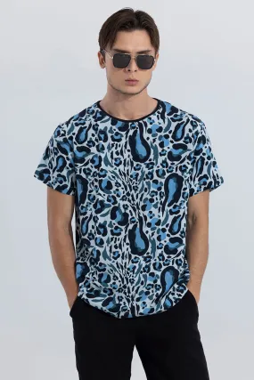 Abstract Leopard Blue T-Shirt