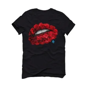 Air Jordan 1 UNC CHI 2019 Black T-Shirt (LIPS N ROSES)