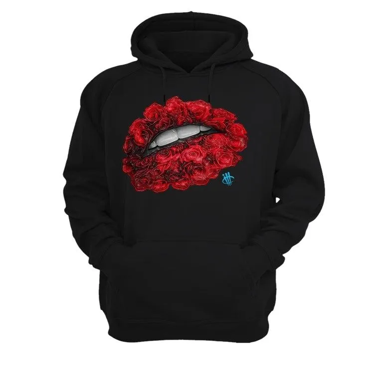 Air Jordan 1 UNC CHI 2019 Black T-Shirt (LIPS N ROSES)