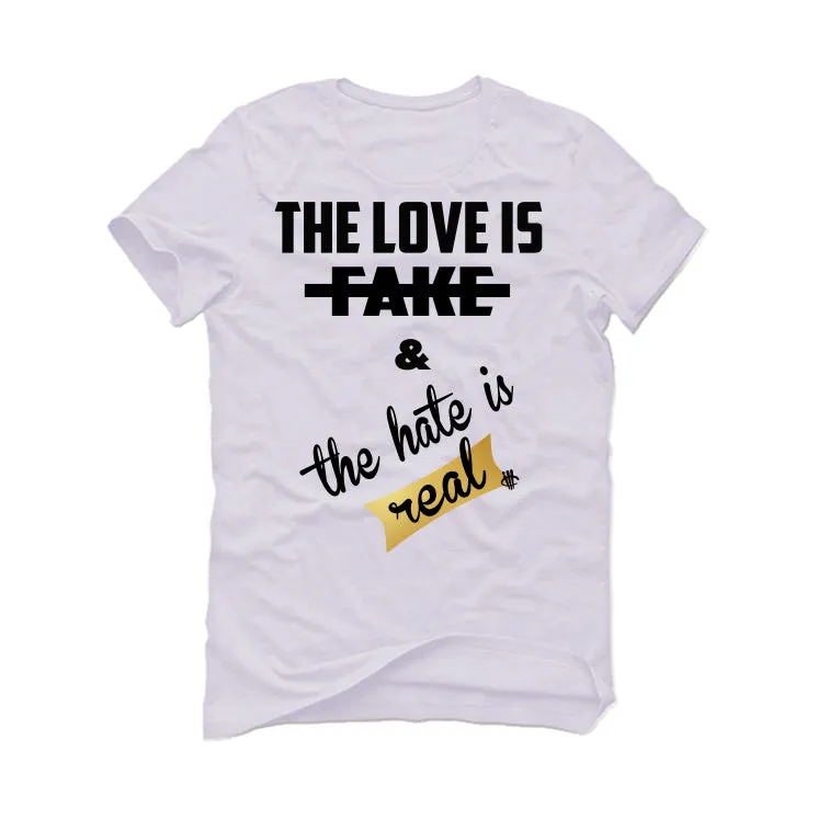 Air Jordan 11 Gratitude | ILLCURRENCY White T-Shirt (Love is Fake)