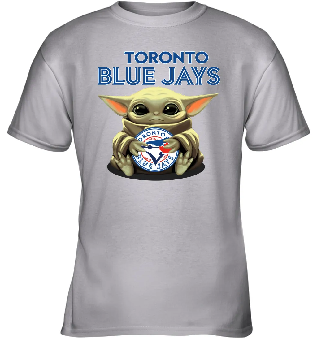 Baby Yoda Hugs Loves The Toronto Blue Jays Baseball Youth T-Shirt