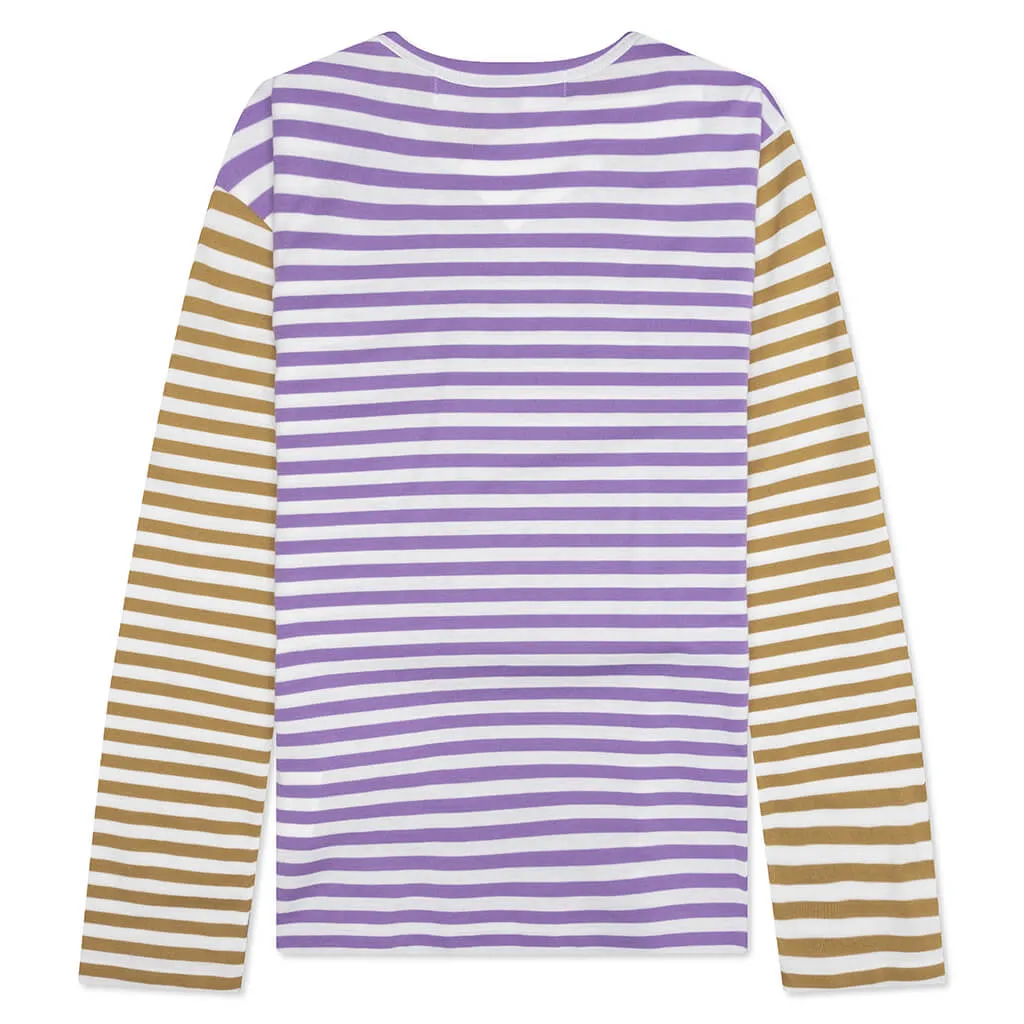 Bi-Color Stripe T-Shirt - Purple/Olive