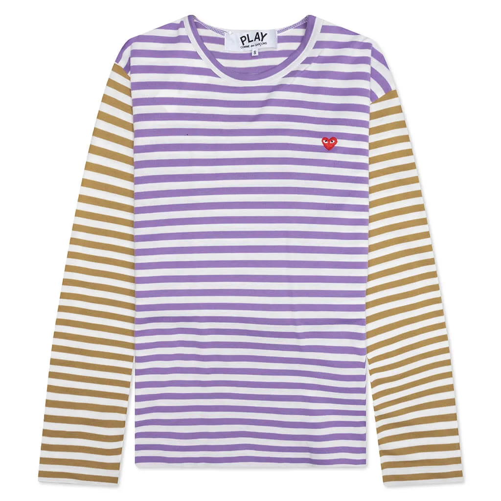 Bi-Color Stripe T-Shirt - Purple/Olive