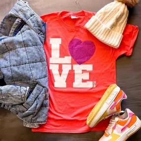 {BOLD   PURPLE GLITTERY LOVE} Watermelon Crew Neck Tee