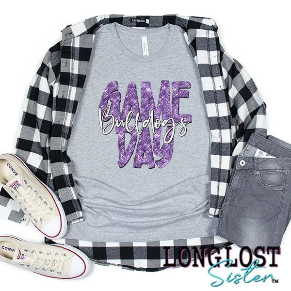 Bulldogs Game Day Purple Sparkle Short Sleeve T-shirt