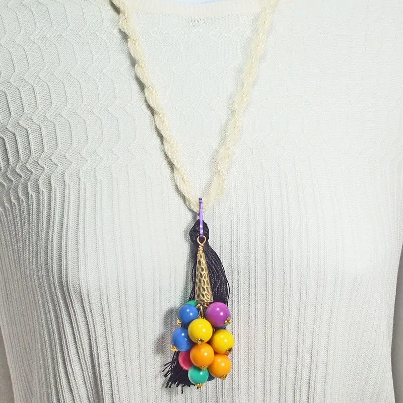 Calyca Beaded Tassel Pendant Necklace