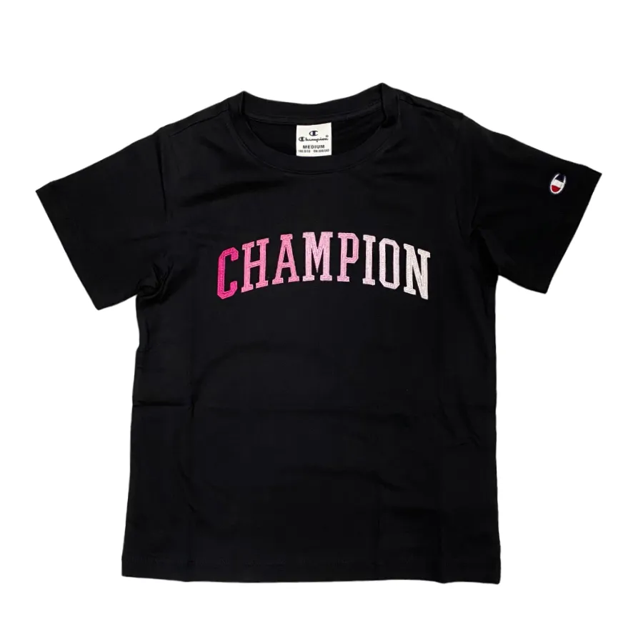 Champion short sleeve t-shirt for girls with front writing 404988 black