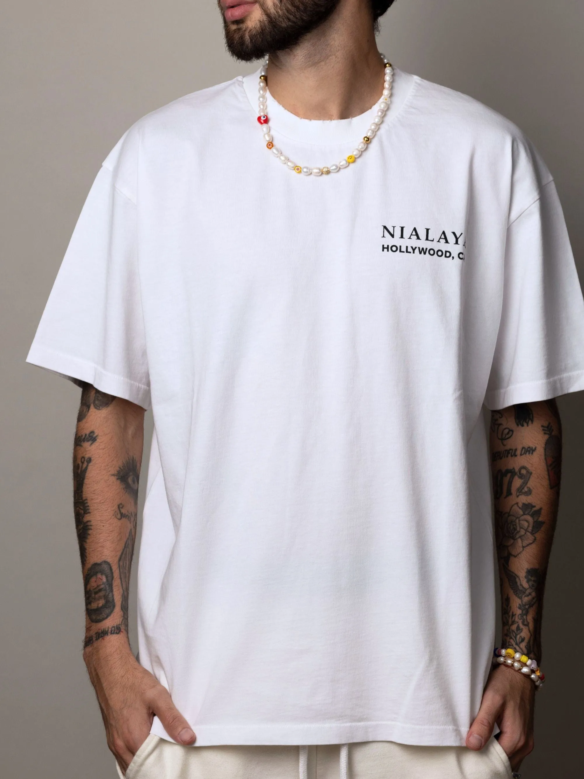 Classic Nialaya Logo Tee in White