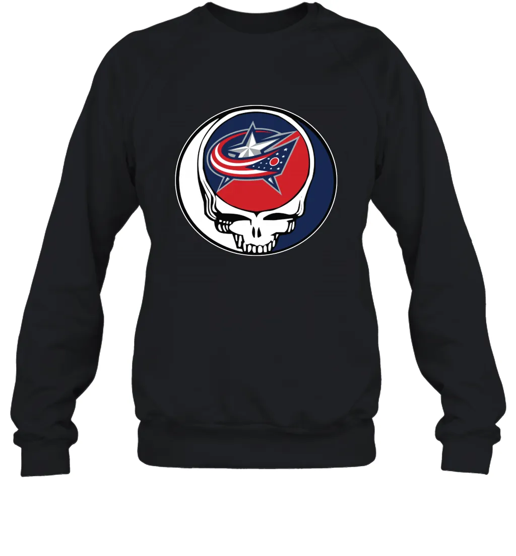 Columbus Blue Grateful Dead Steal Your Face Hockey NHL Adult Sweatshirt