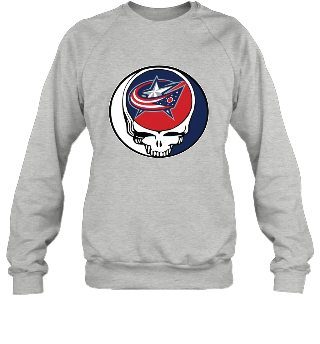 Columbus Blue Grateful Dead Steal Your Face Hockey NHL Adult Sweatshirt