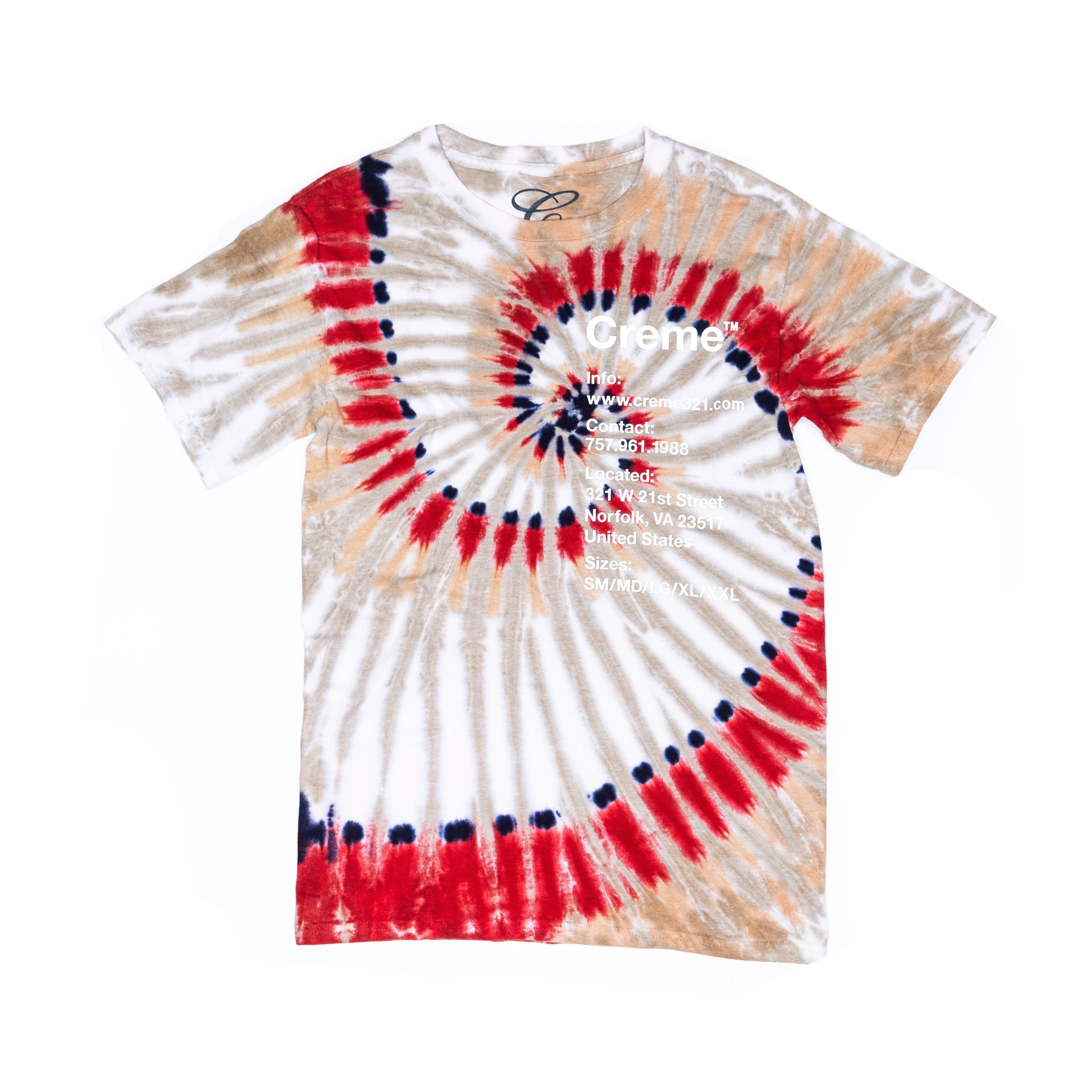 CREME VA INFO TIE DYE TEE - CANYON RED