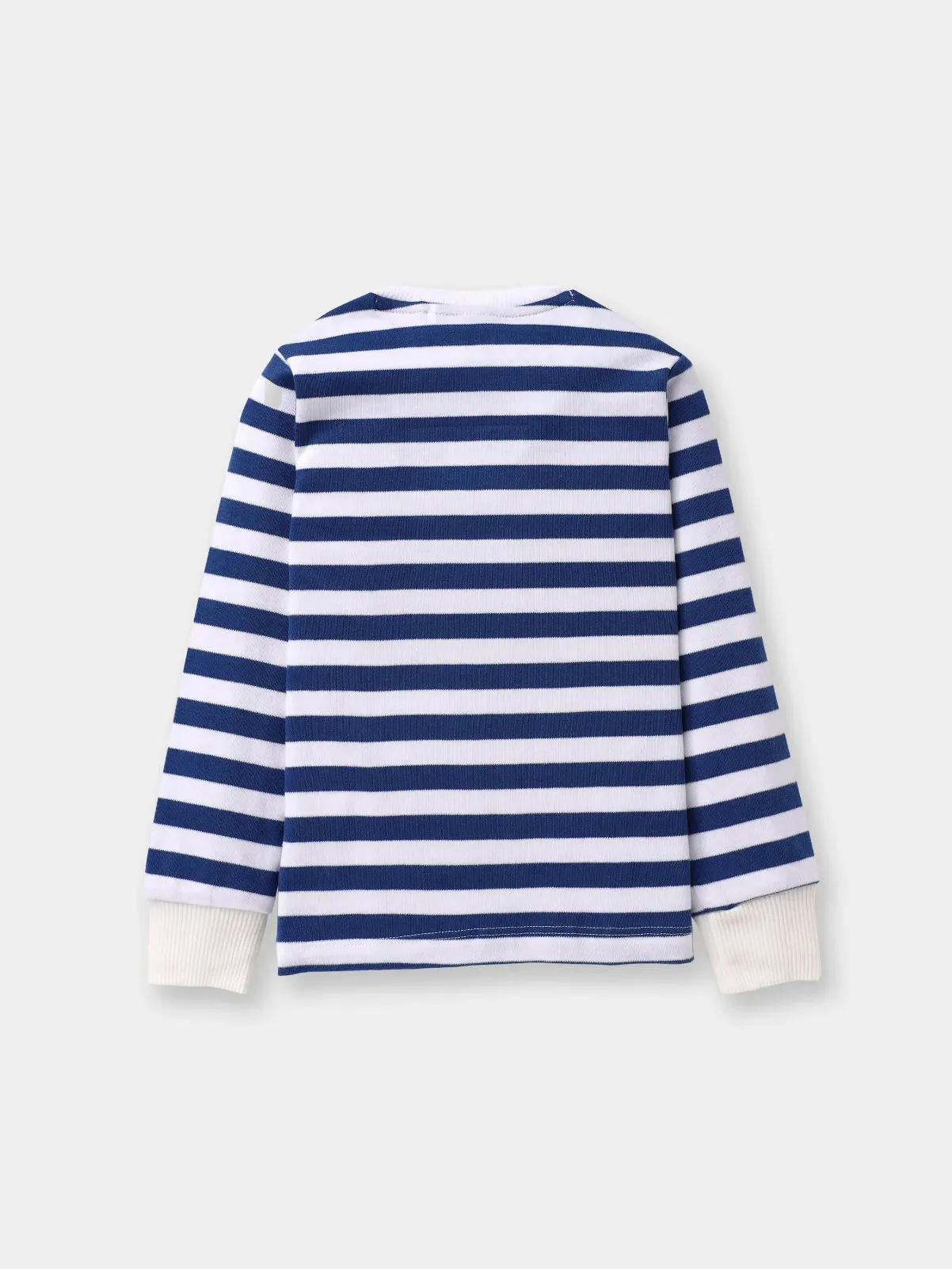 Full sleeve blue & white cuff t-shirt for baby