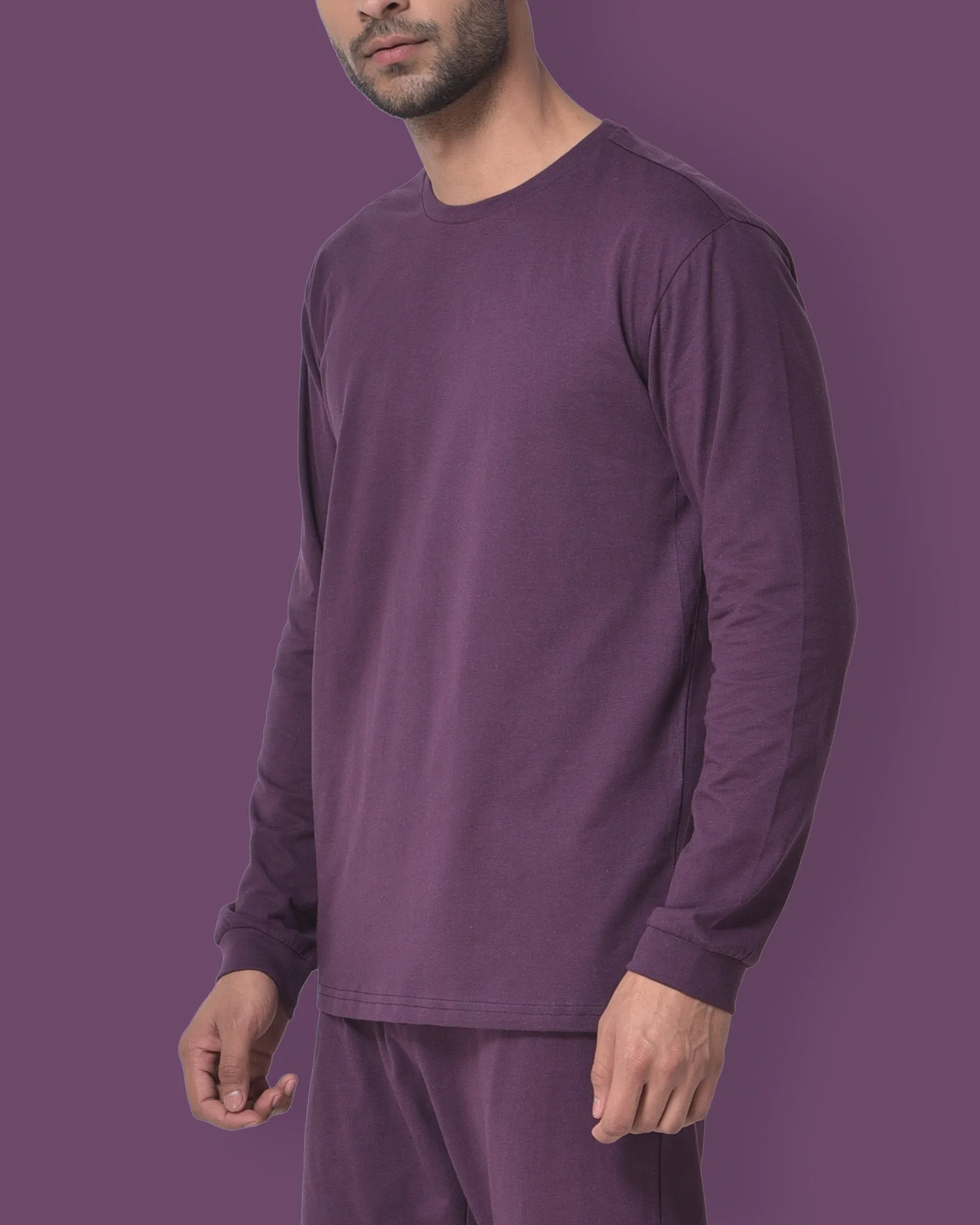 Full Sleeves Crew Neck: Wine