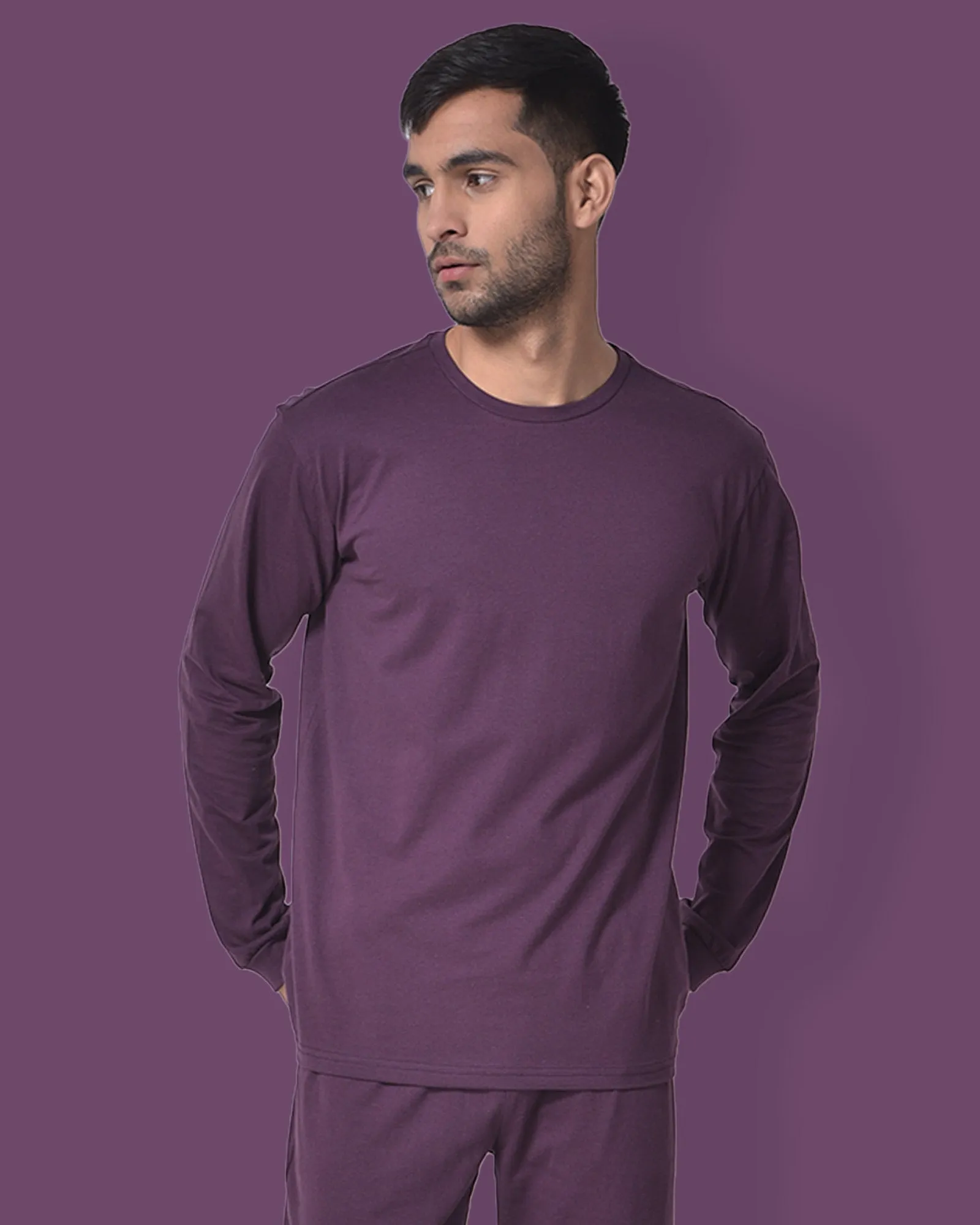 Full Sleeves Crew Neck: Wine