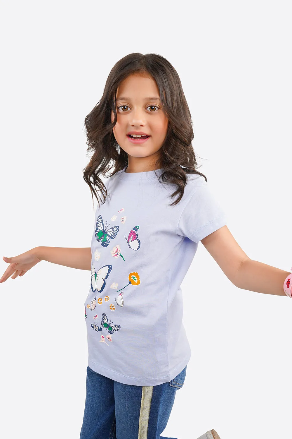 Girl's Short Sleeves Crew Graphics Tee