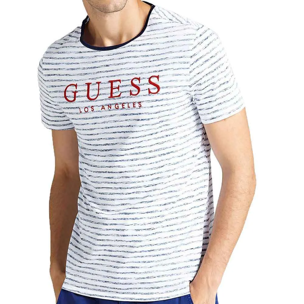 GUESS Striped Alden T-Shirt - White / Blue