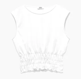 HOLBORN RUCHED CROPPED TOP | WHITE