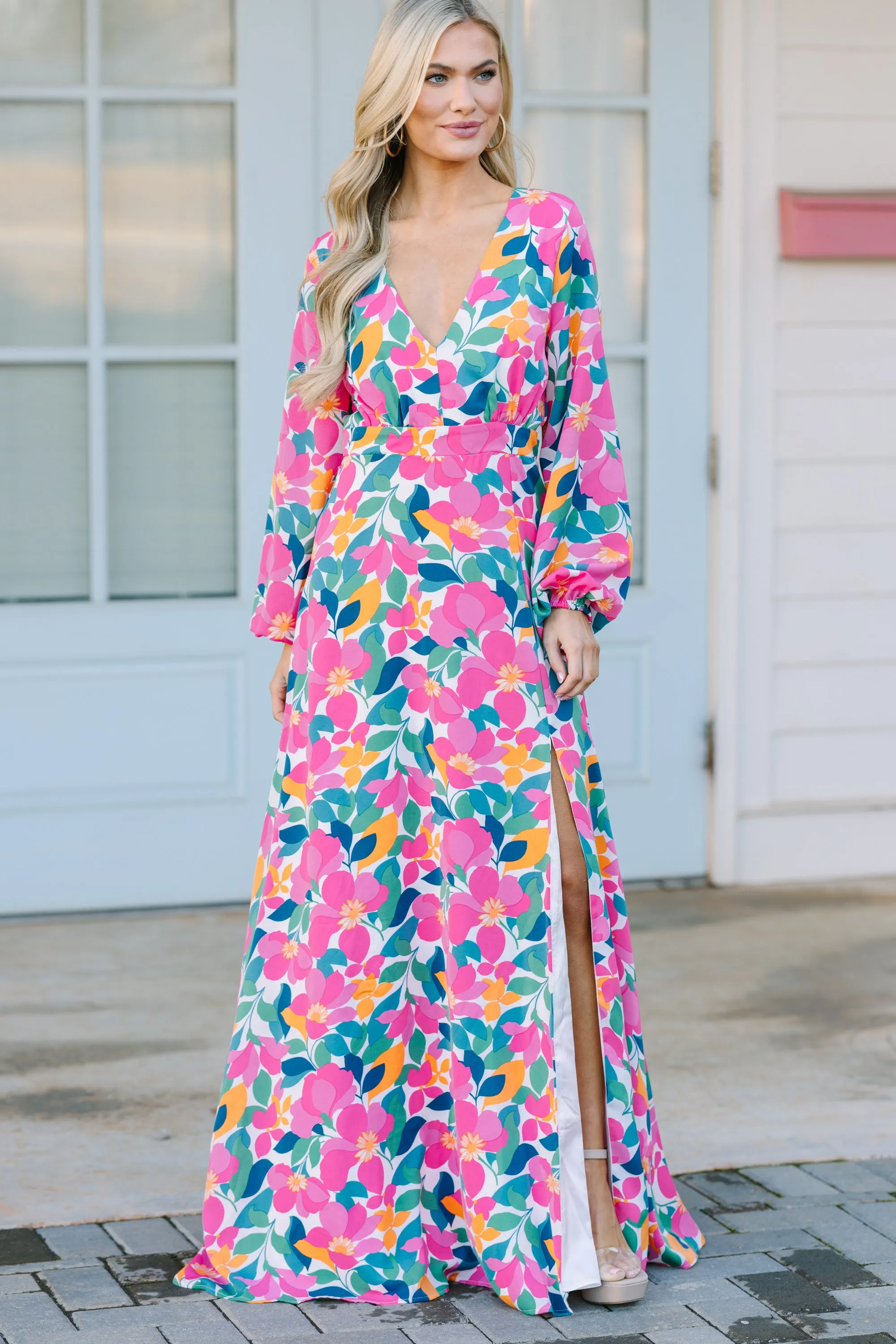 Just Feels Right Off White Floral Maxi Dress