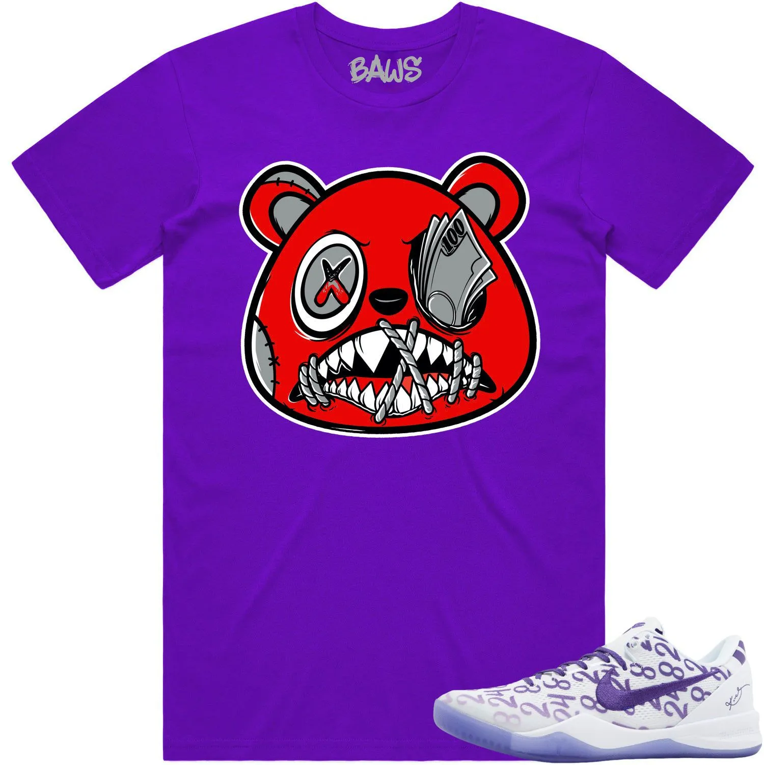 Kobe 8 Court Purple 8s Shirt to Match - ANGRY MONEY TALKS BAWS