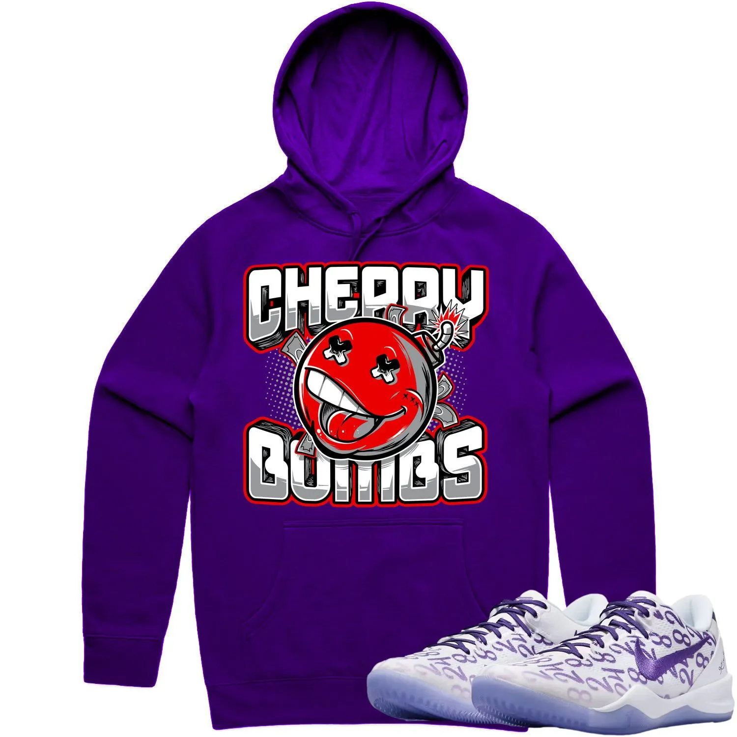 Kobe 8 Court Purple 8s Shirt to Match - RED CHERRY BOMBS