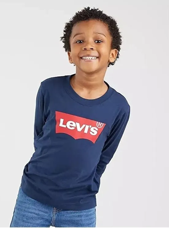 Levi's Kids Batwing boy's long sleeve t-shirt 8E8646 9E8646 C8D dress blue