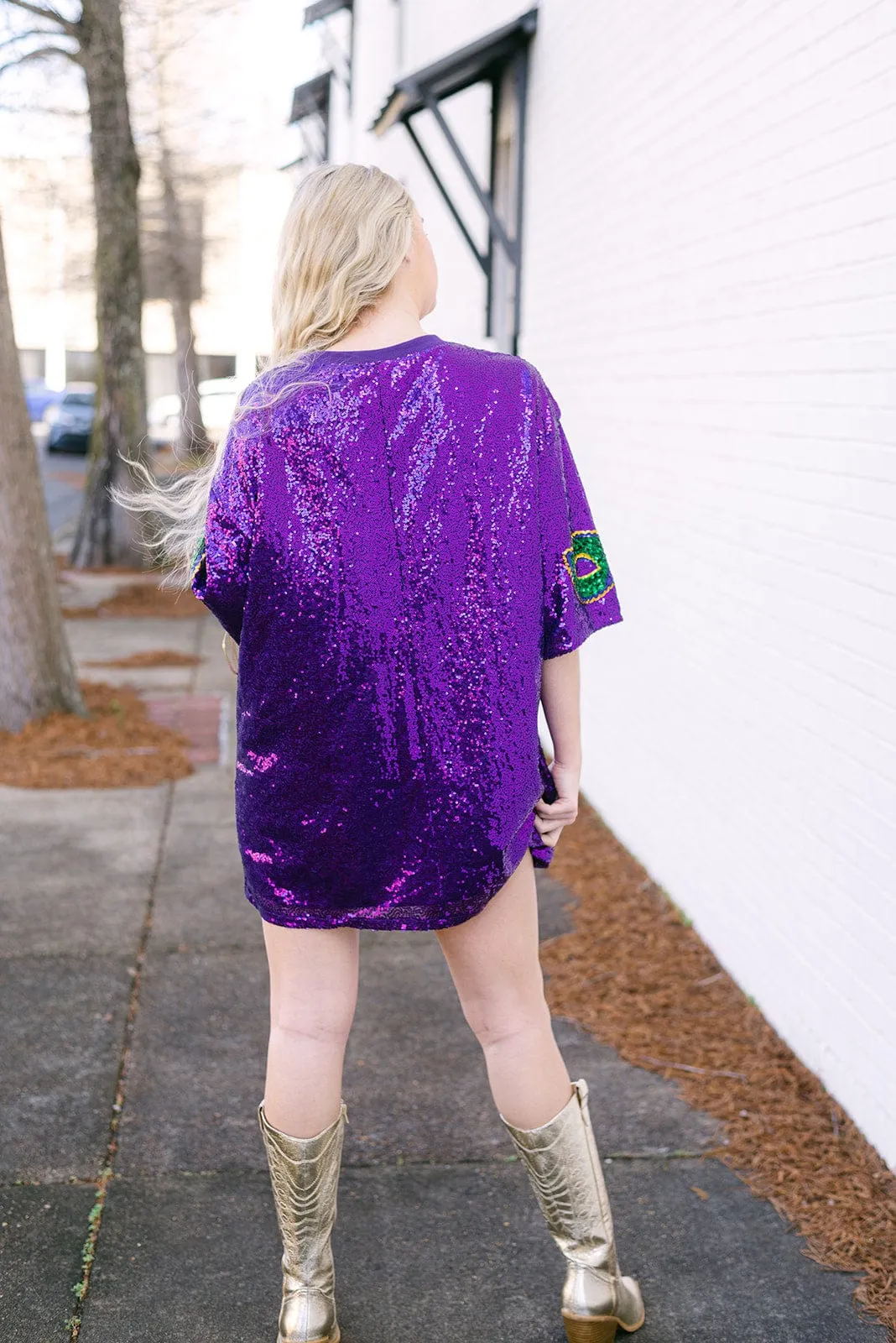 Mardi Gras Mask Purple Sequin Dress