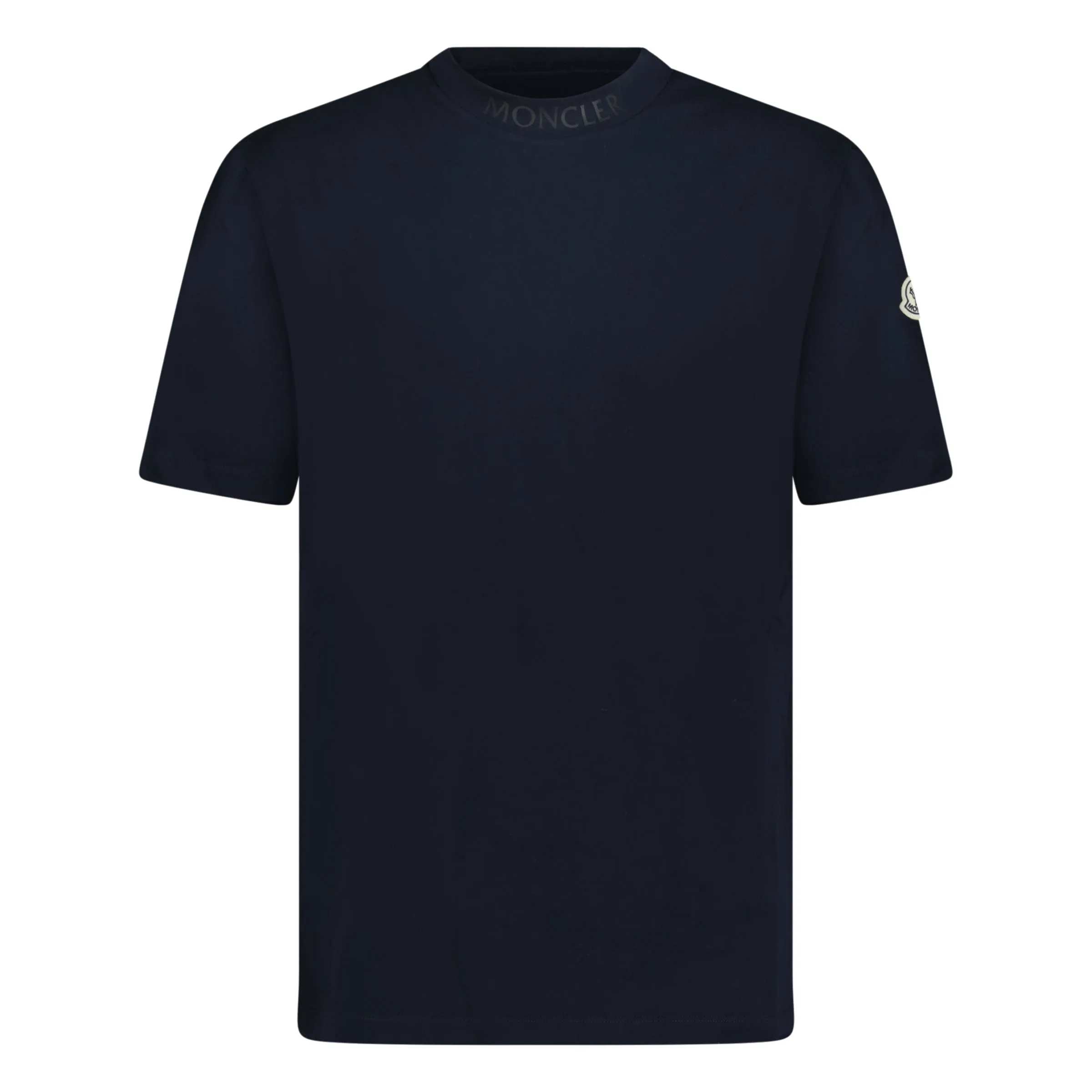 MONCLER LOGO PRINT COTTON JERSEY T-SHIRT NAVY BLUE