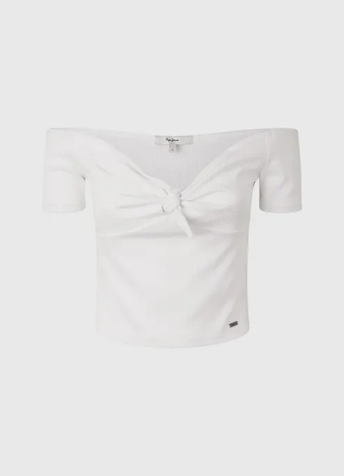 Pepe Jeans T-Shirt with BETH knot PL505136 800 white