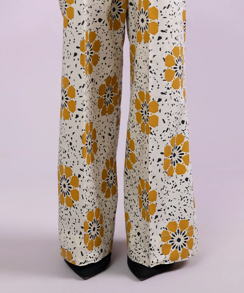 Printed Cotton Boot-cut Pants