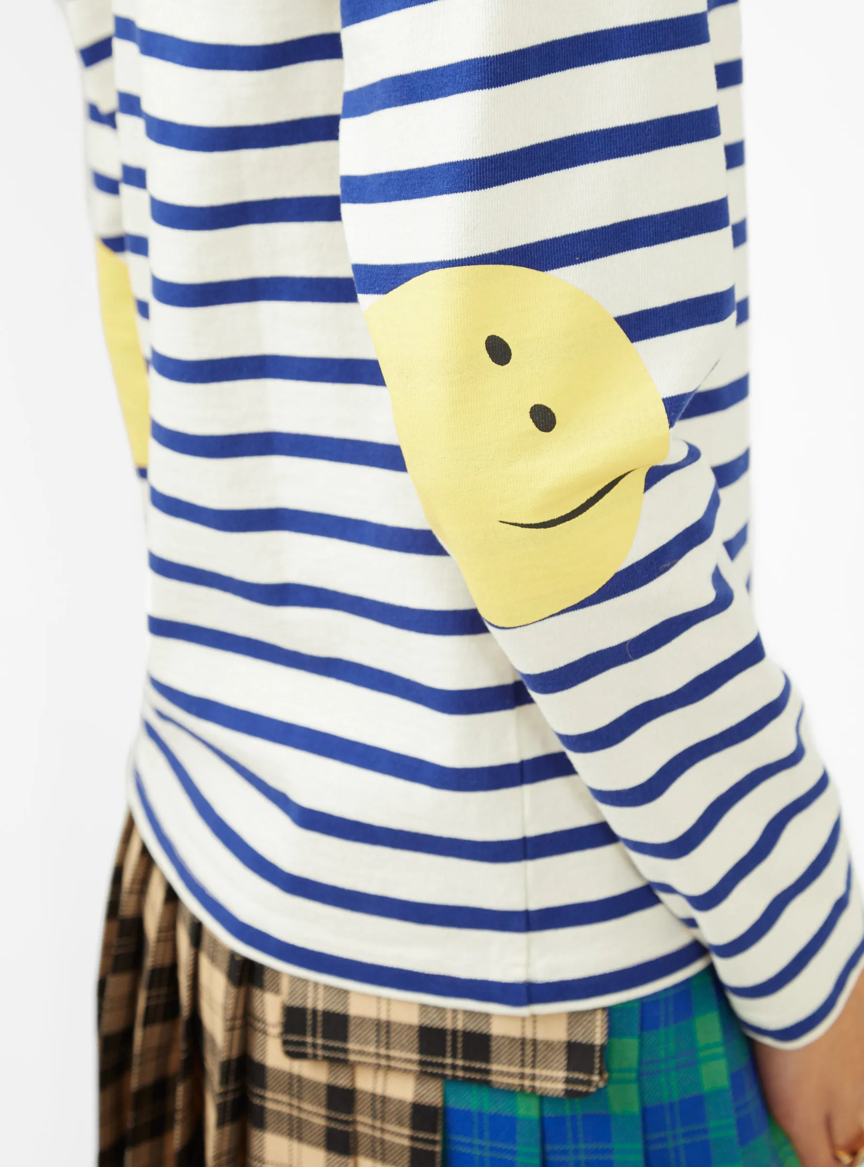 Rainbowy Patch T-Shirt Ecru & Blue Stripe