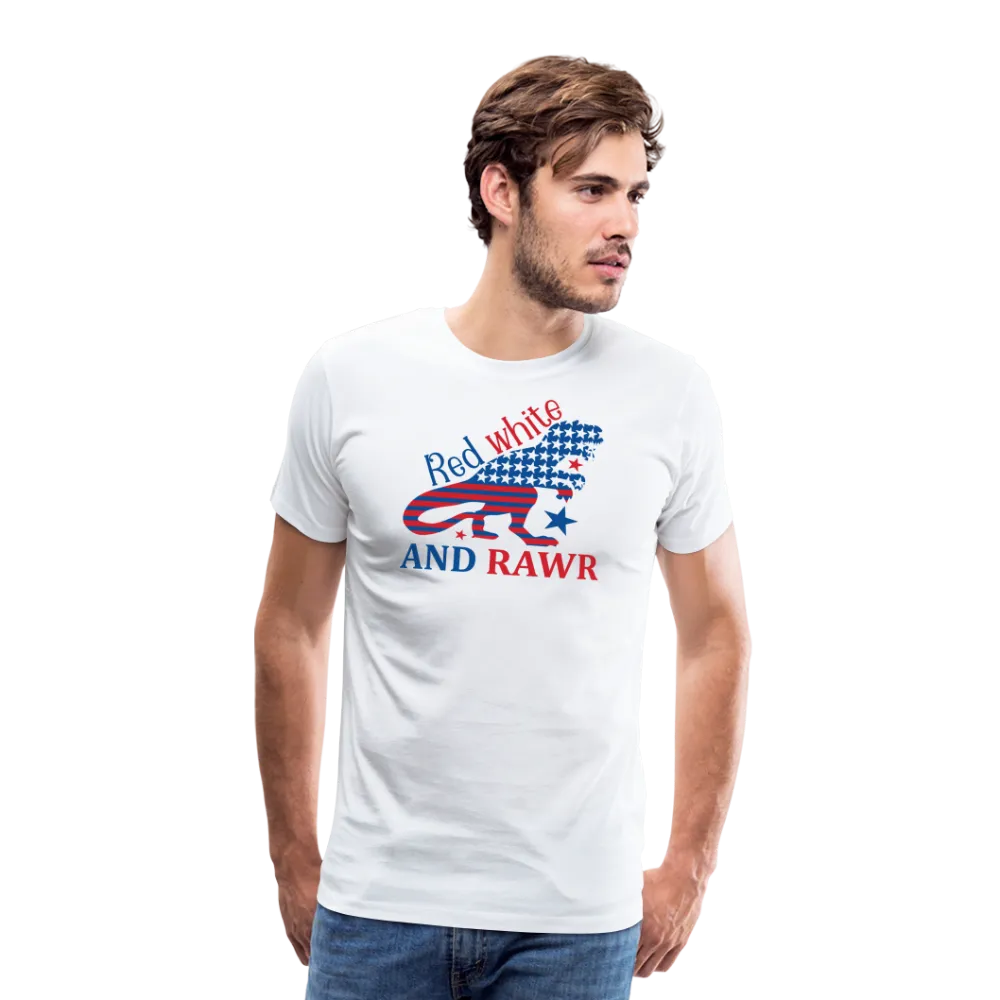 Rawring Patriotism: Men's Premium Cotton Shirt with American Flag Dinosaur