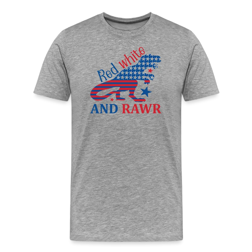 Rawring Patriotism: Men's Premium Cotton Shirt with American Flag Dinosaur