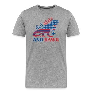 Rawring Patriotism: Men's Premium Cotton Shirt with American Flag Dinosaur