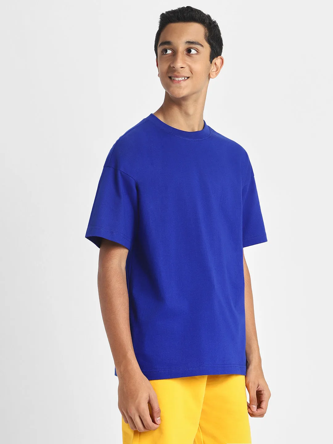 Royal Blue Oversized Solid Boys T-shirt