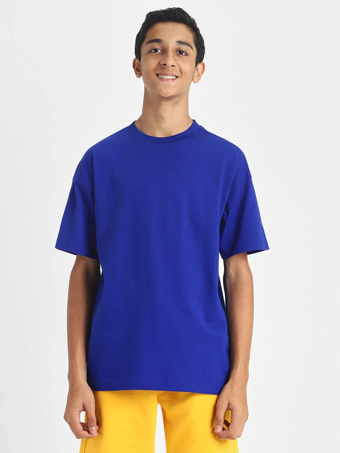 Royal Blue Oversized Solid Boys T-shirt