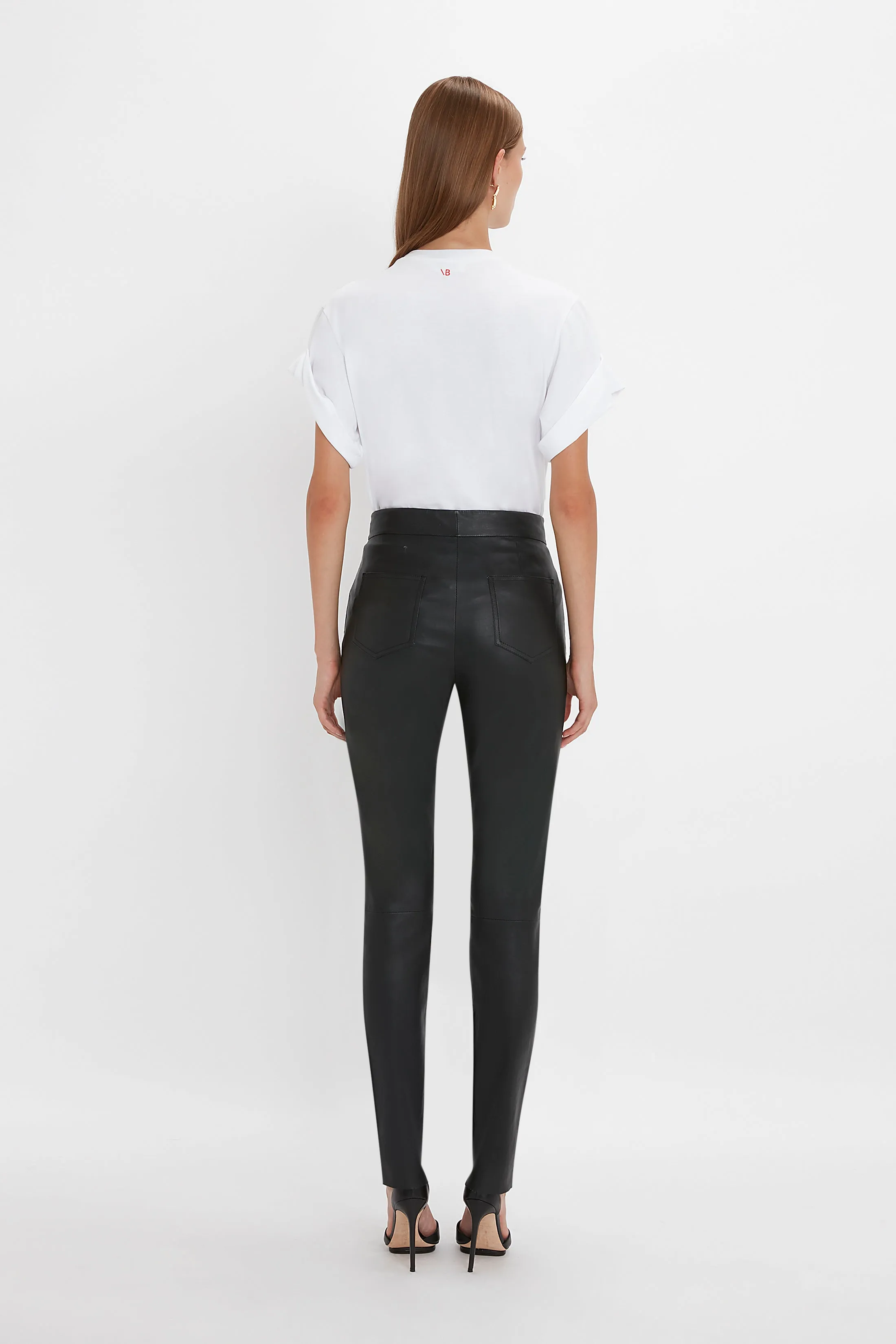 Slim Leather Trouser in Black