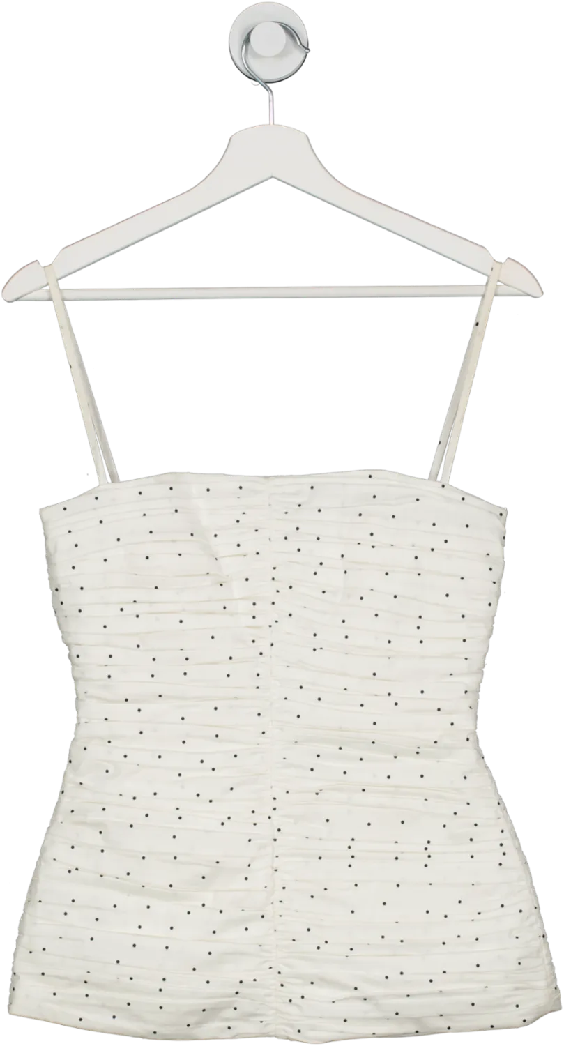 TOVE Vivian Ruched Polka-dot Organic Cotton Top In White UK 8