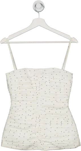 TOVE Vivian Ruched Polka-dot Organic Cotton Top In White UK 8