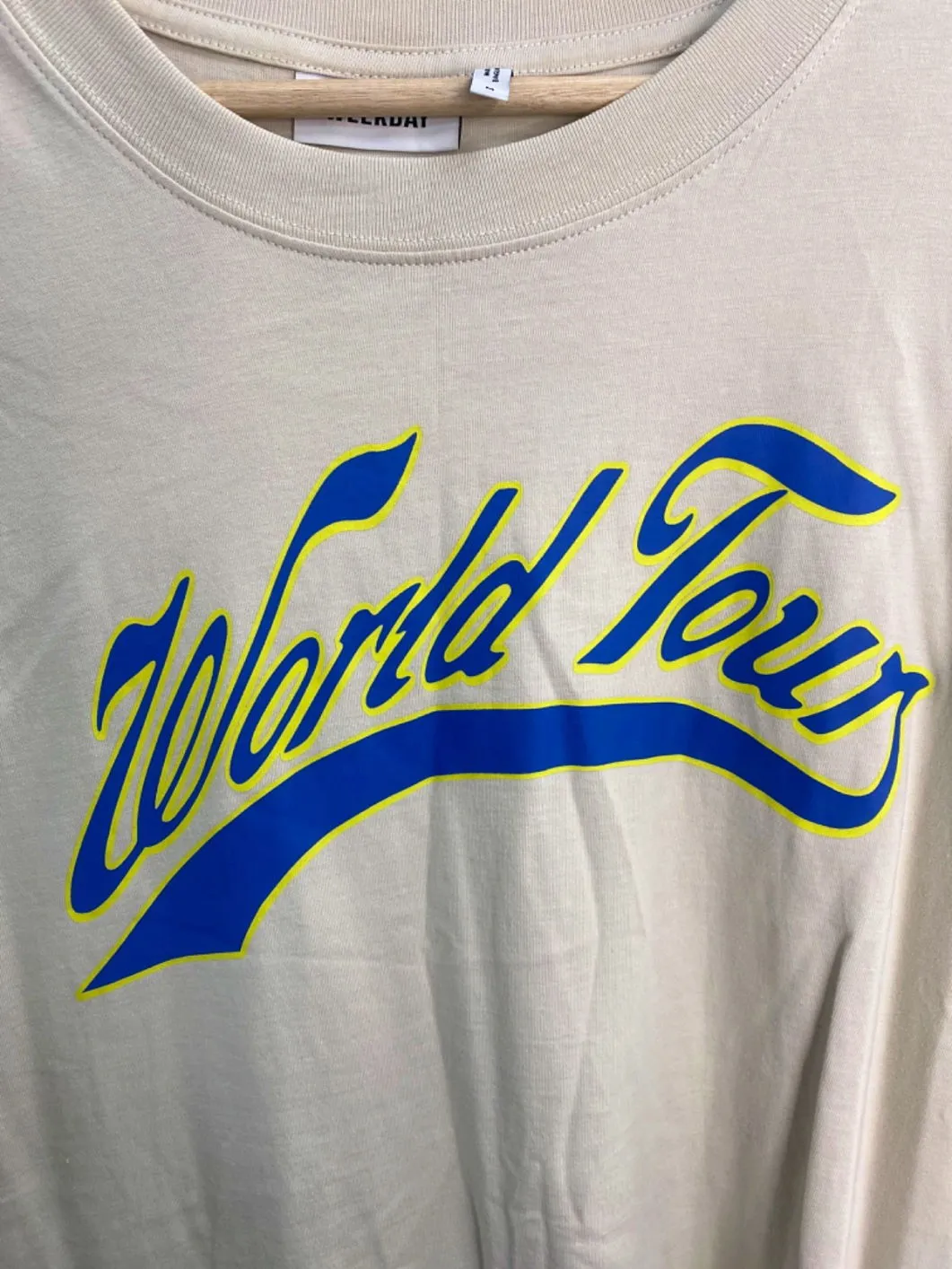 Weekday Beige World Tour T-Shirt UK M