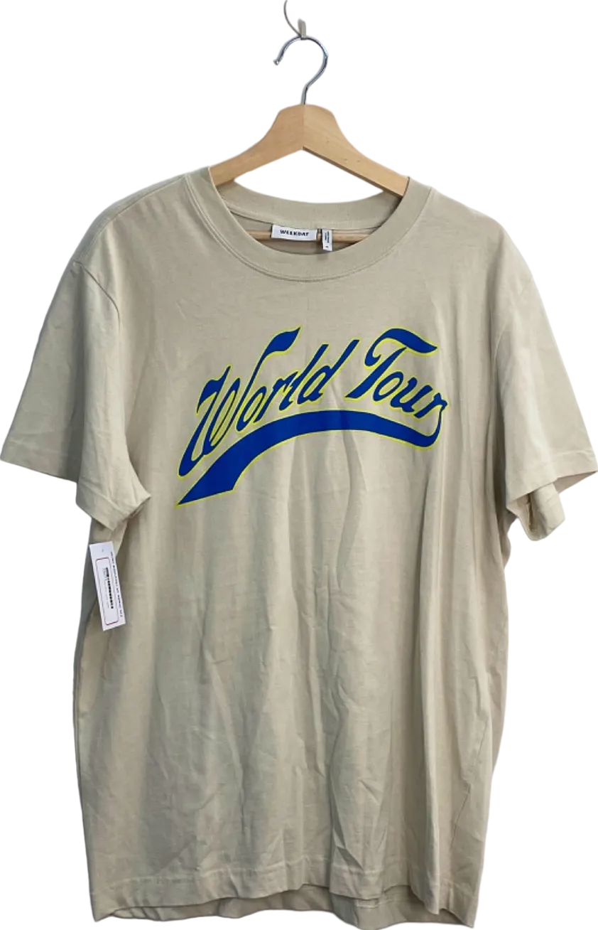 Weekday Beige World Tour T-Shirt UK M