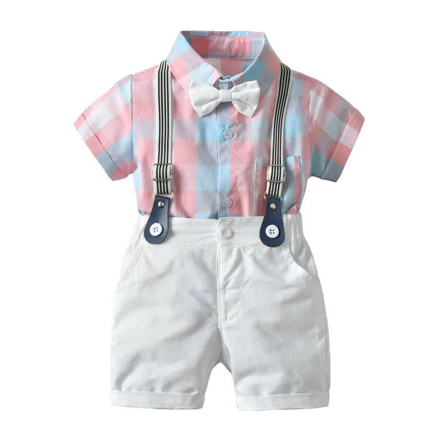 Will T-shirt Onesie with Bow Tie, Suspenders, and Shorts Set